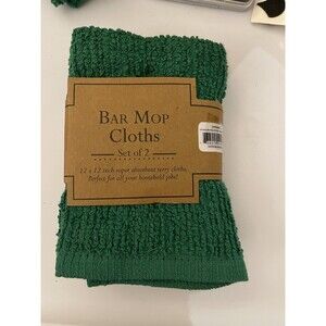 Lot Of 2 Design Imports DII Bar Mop Dishcloth Kelly Green 4 Total 12 in x 12 in